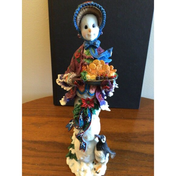 Lenox 1997 Winter Lady Christmas Figurine Snowman Penguin Hand-Painted Porcelain - Picture 7 of 10